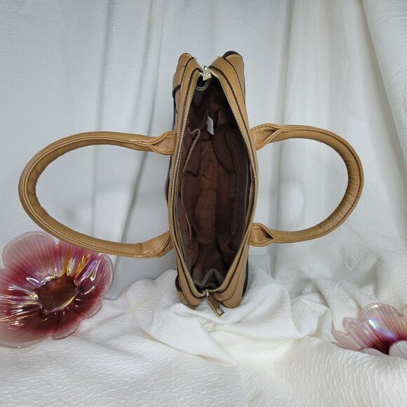 Fossil Brown Leather Handcrafted Briefcase Document Bag Workbag Tote Carryall - Picture 2 of 4